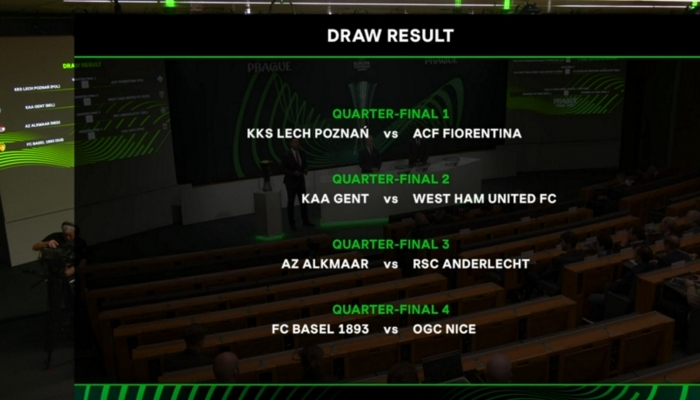 Loting voor de kwartfinale, halve finale en finale van de Conference League op 17 maart 2023